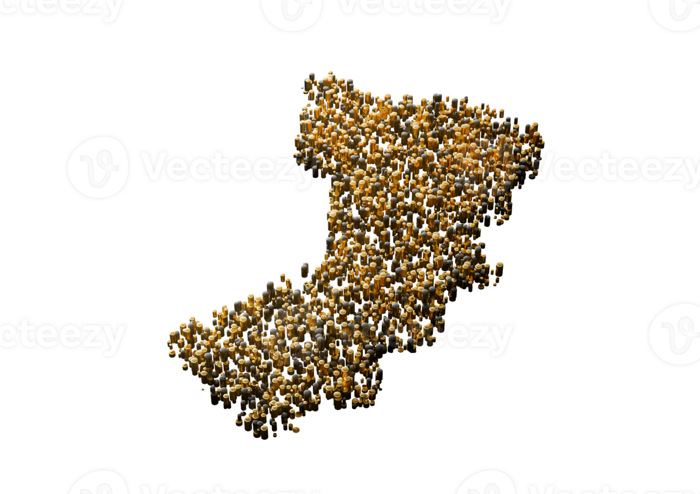 Oman Map Made Of High Quality Premium Golden Metallic Copper Brass Pillars 3D Illustration png