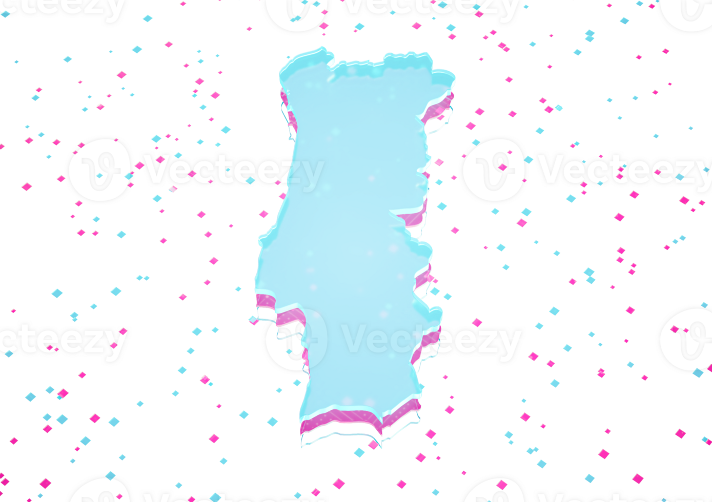 Illuminated Portugal Data Map Neon Blue Light On Seamless Pattern Background 3D Illustration png