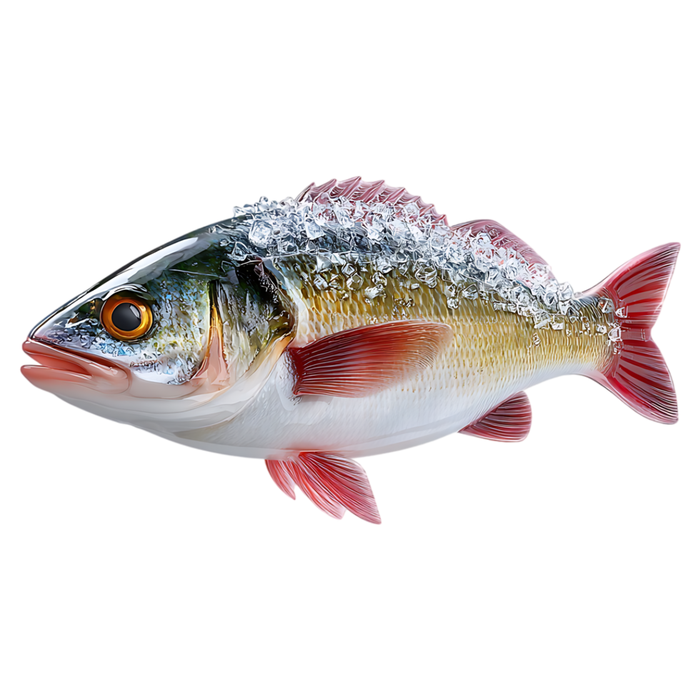 Freshly caught fish covered in ice ready to be served png