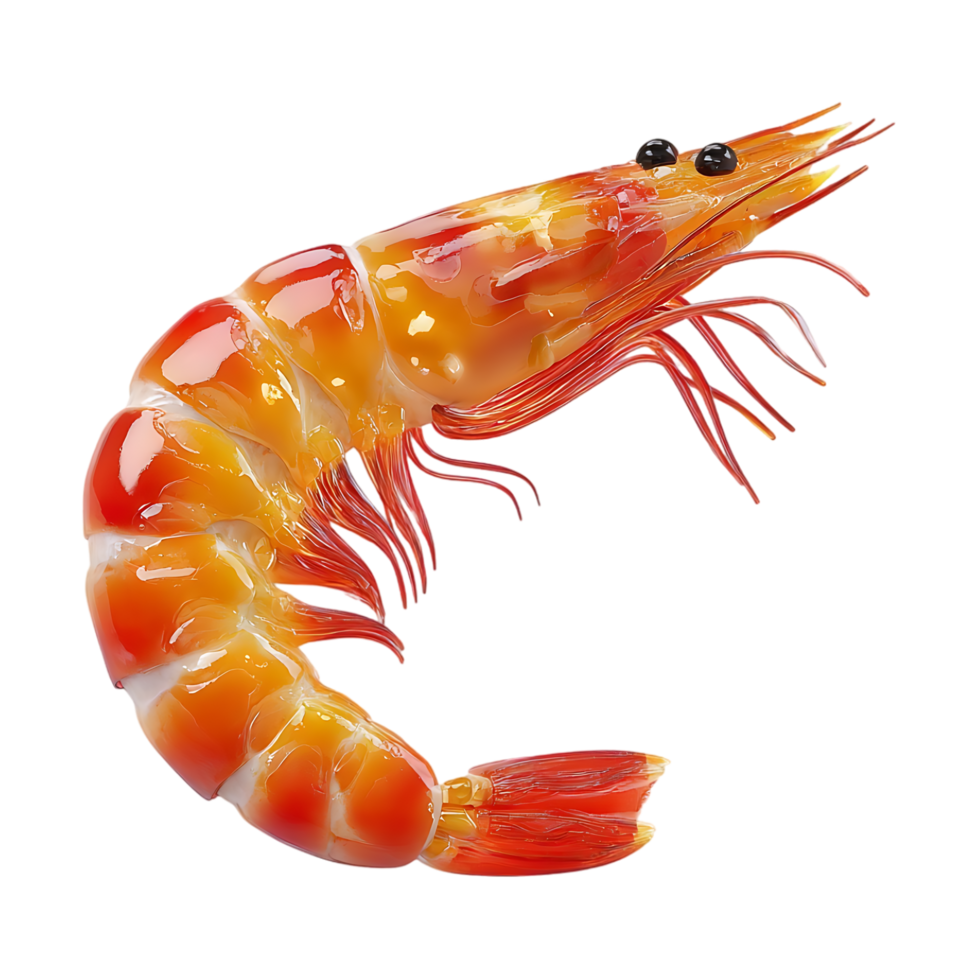 A single cooked shrimp orange and red delicious seafood png