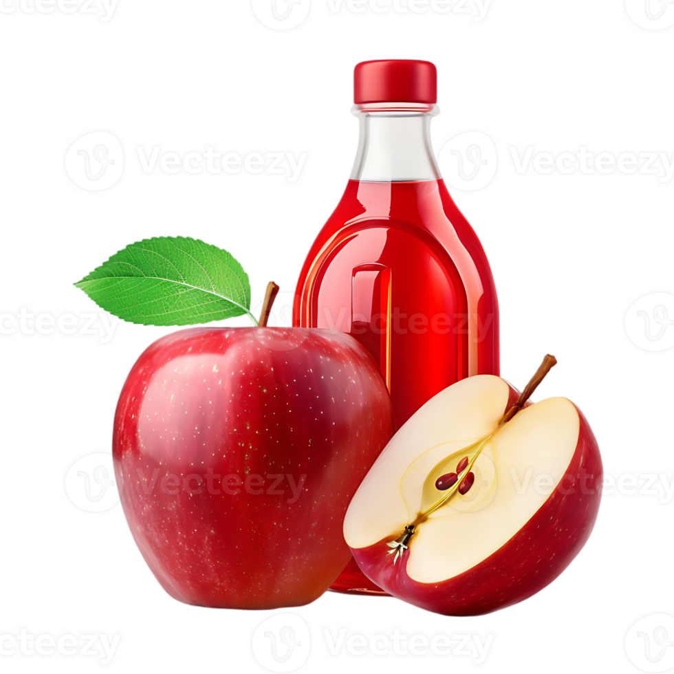 Red apple juice bottle and apples a fresh healthy drink png