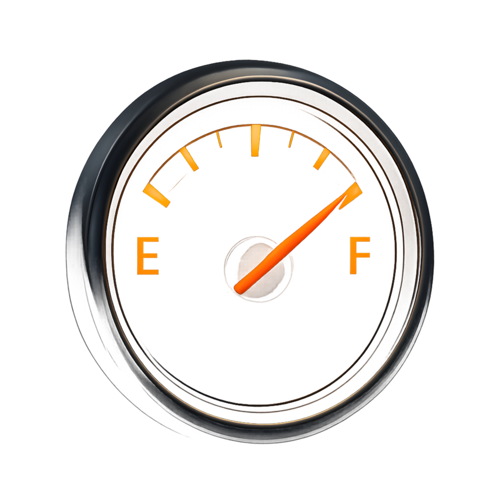 Car fuel gauge showing nearly full tank png