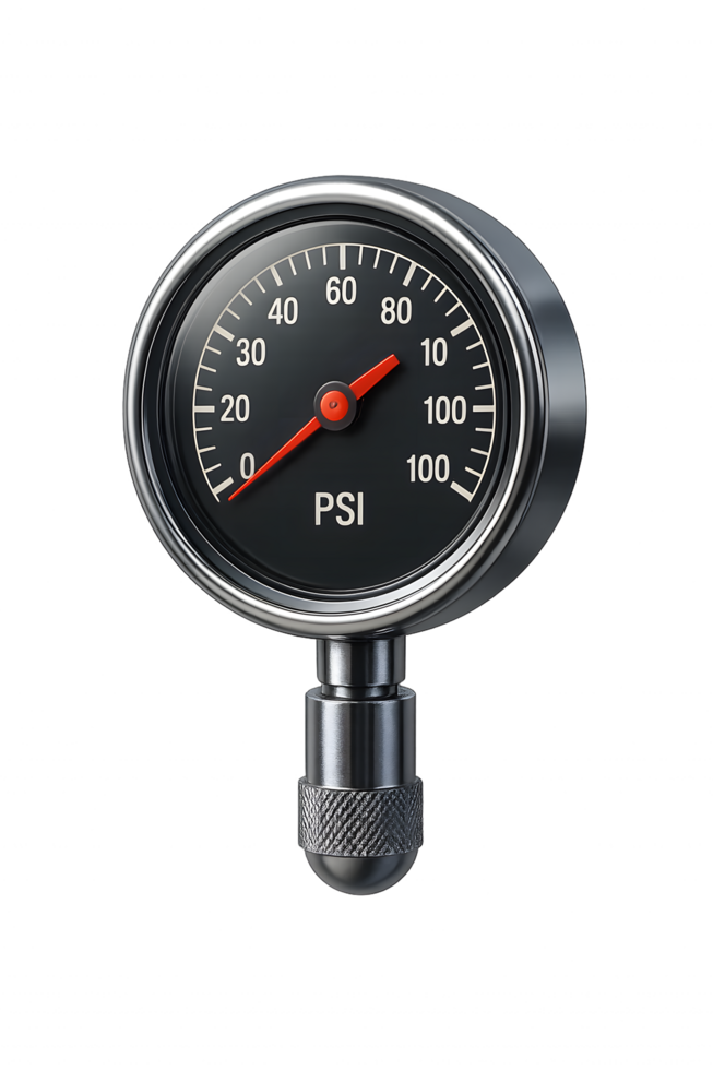 Pressure gauge with PSI measurement for monitoring system pressure png