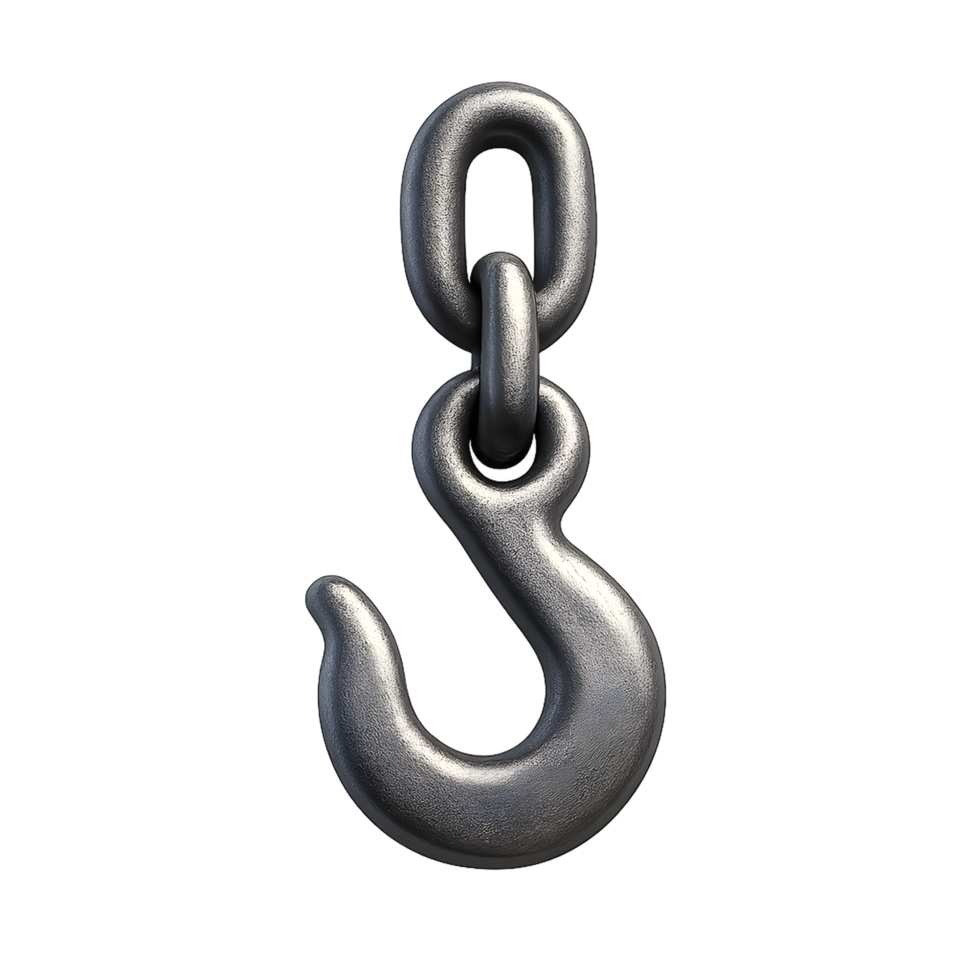 car towing hook with chain link for lifting and securing png