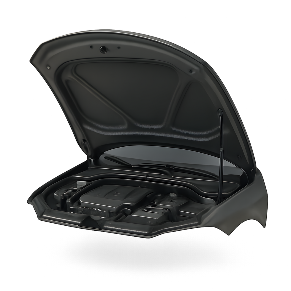 Car engine with hood open for maintenance or inspection png