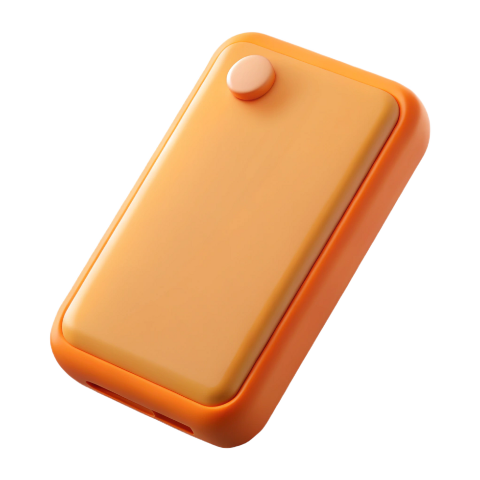 Orange rectangular electronic device with a single button on a transparent background png
