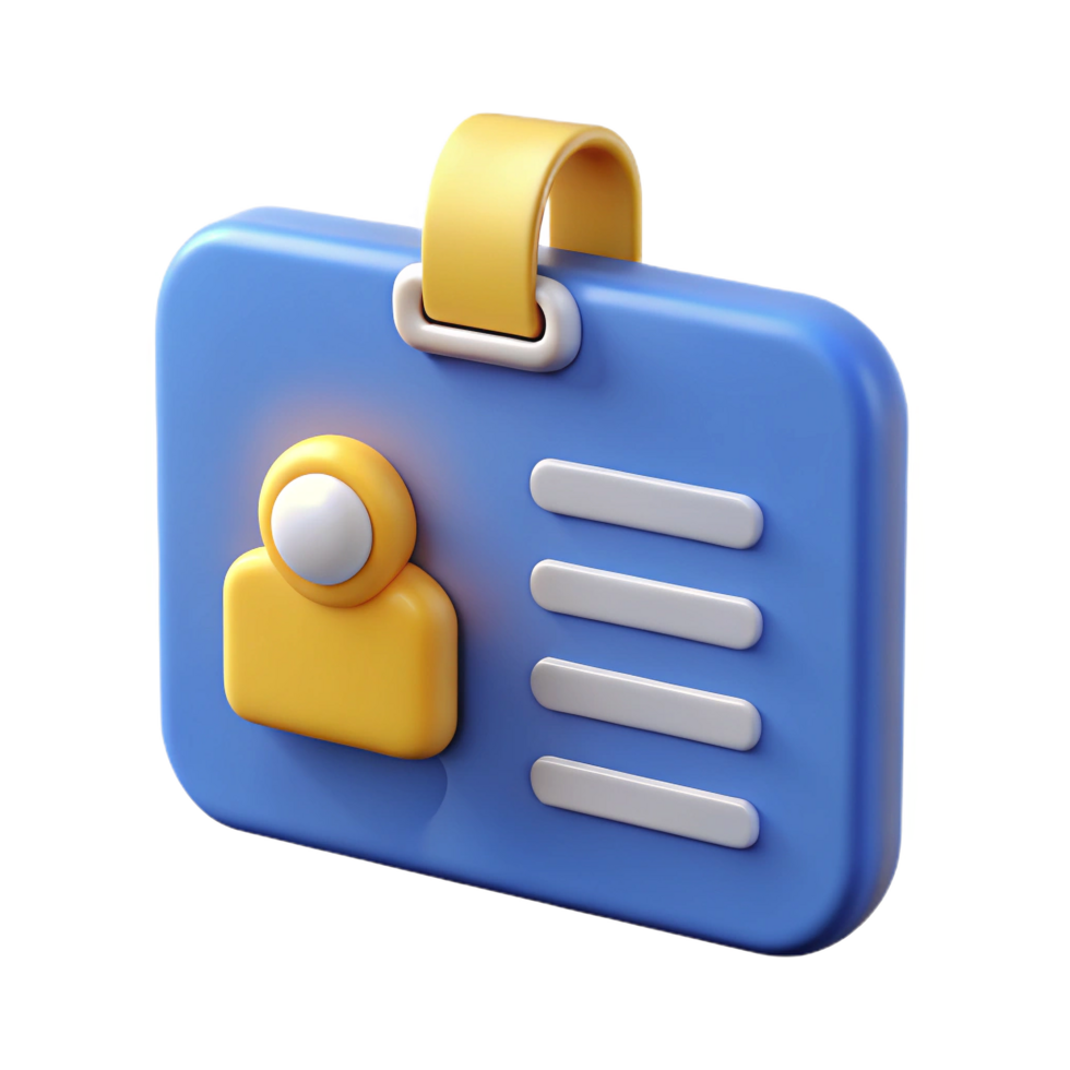 3d cartoon style blue id card with person icon and clip png