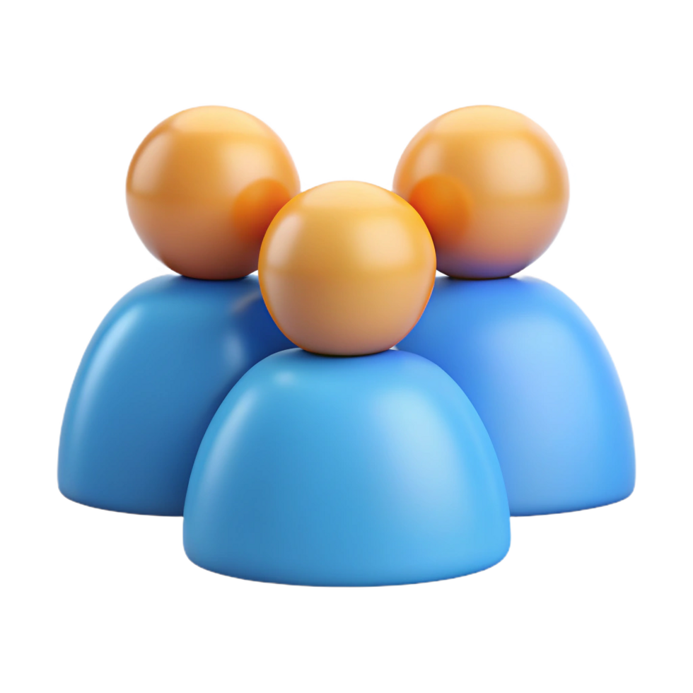 Diverse group of stylized 3d people icons representing community and connection png