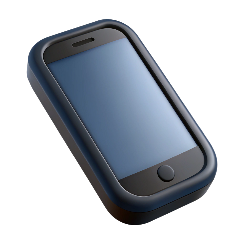 Dark smartphone in protective case isolated on transparent background png