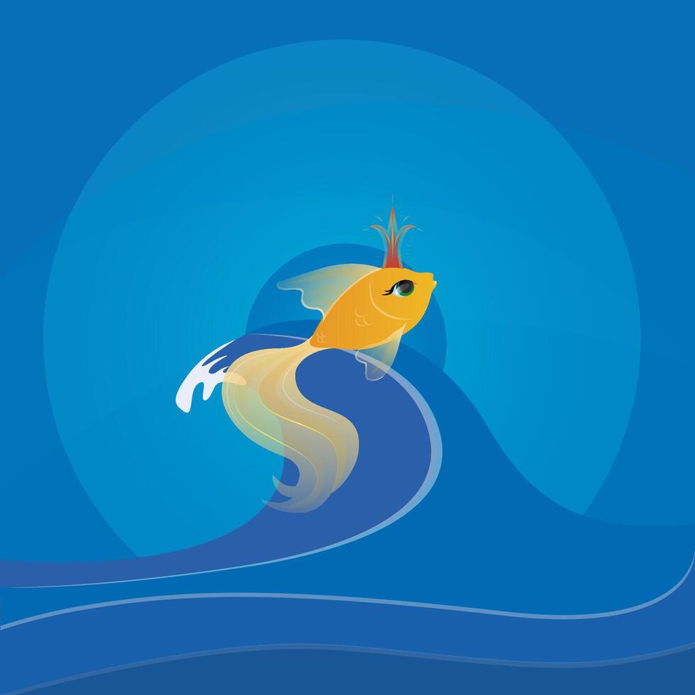 Fish on waves vector