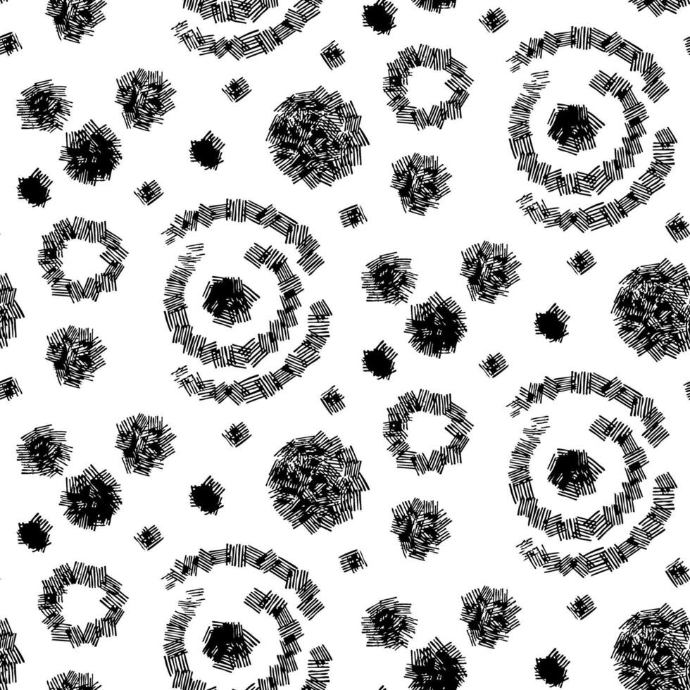 Pattern geometric lines with small strokes. Dots, stripes, oval. Various sizes. Print with noise, print with ink, print with ink, dry brush. Multi-layered lines. Group of lines vector