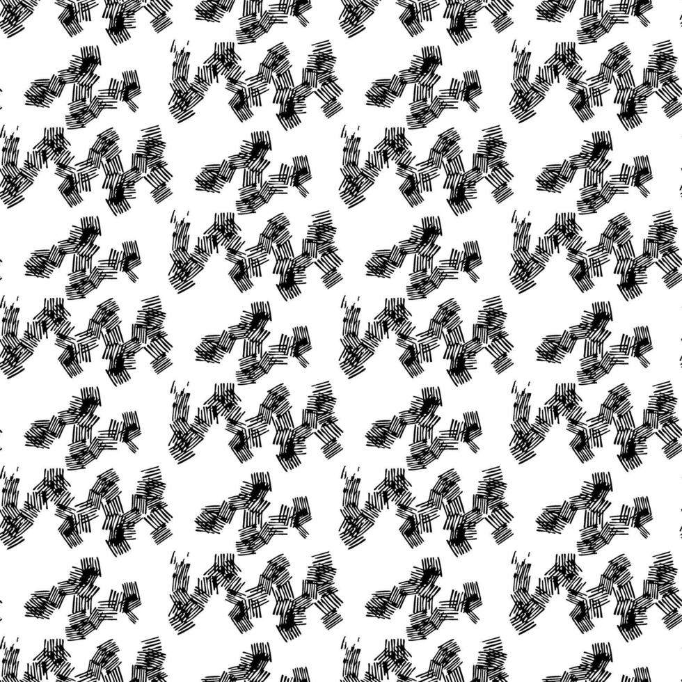 Pattern geometric lines zigzag thin strokes. Lines horizontal. Print with noise, ink printing, paint, dry brush. Multilayer lines. Group lines with sharp angles vector