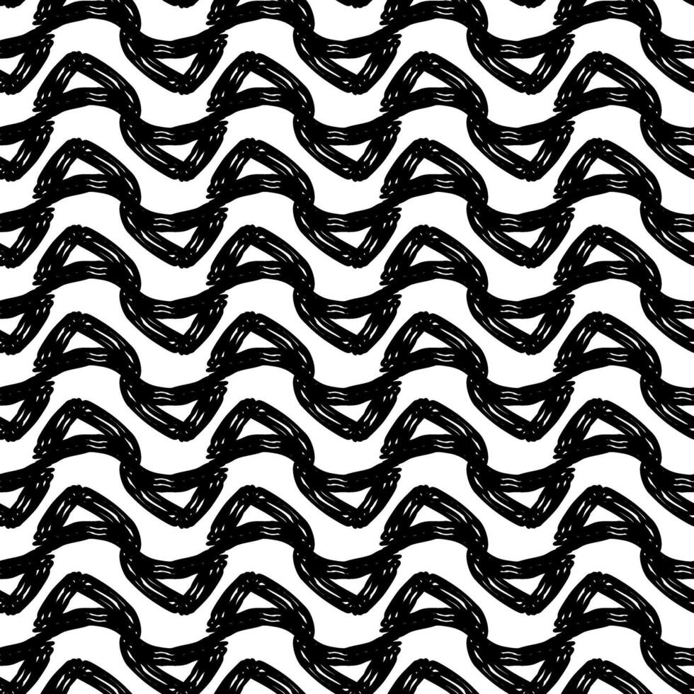 Pattern of curved linear abstract triangles, hand-drawn with a clear set of lines like shoelaces. Direction up and down. Seamless monochrome texture. Multi-layered lines. Group of lines in the shape vector