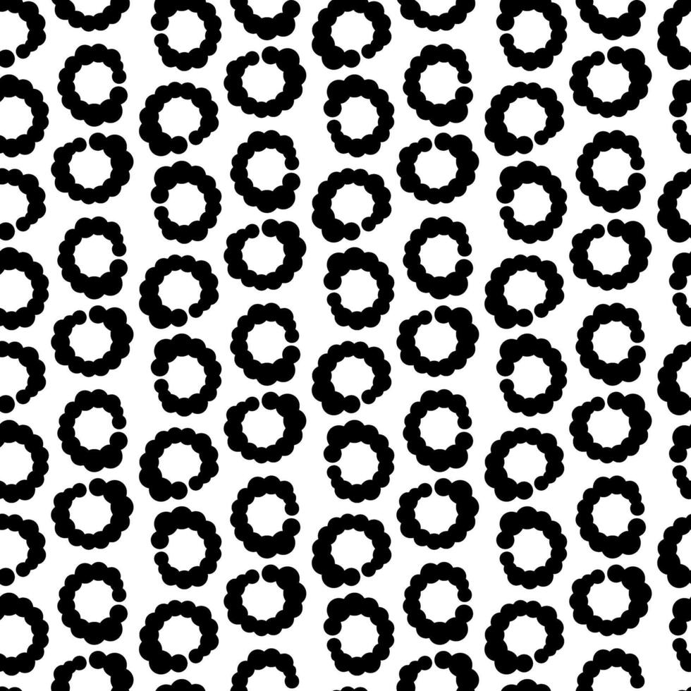 Abstract pattern of circles, line with dots of different thickness. Brush for creating lines with dots. Monochrome. Drawing with hand-drawn effects. Seamless texture of circles and dots vector