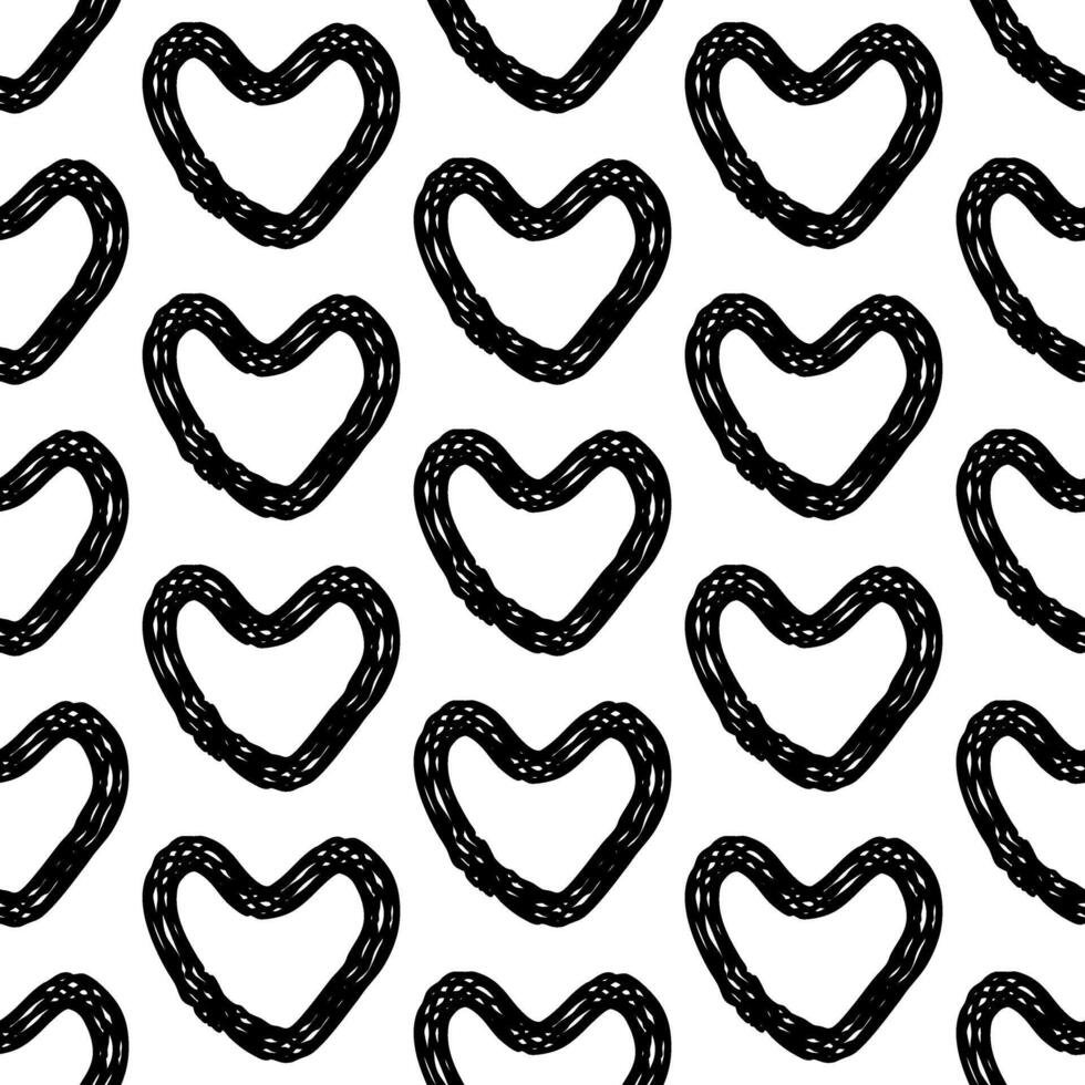 Pattern of curved linear hearts, hand-drawn with a clear set of lines like shoelaces. Seamless monochrome texture. Love. Multi-layered lines. Group of lines in the shape of abstract objects vector