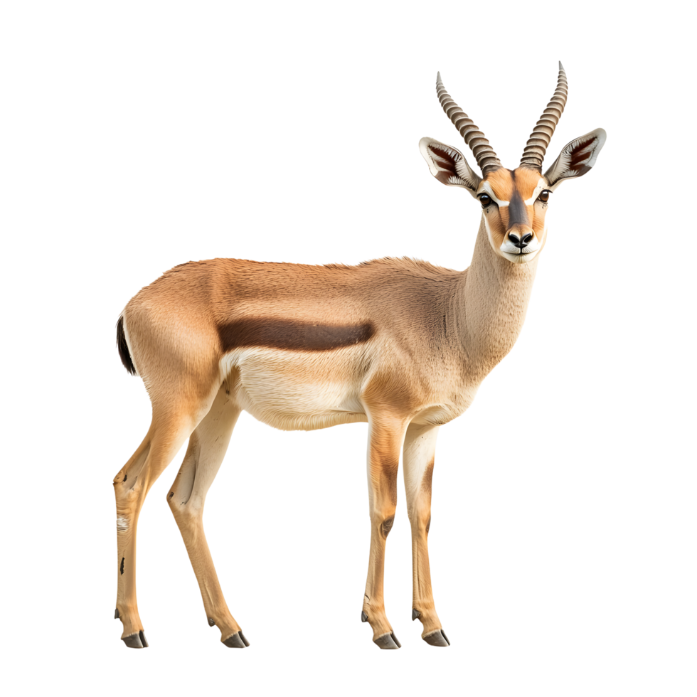Elegant thomson s gazelle standing proudly with distinctive side stripe isolated on transparent background png