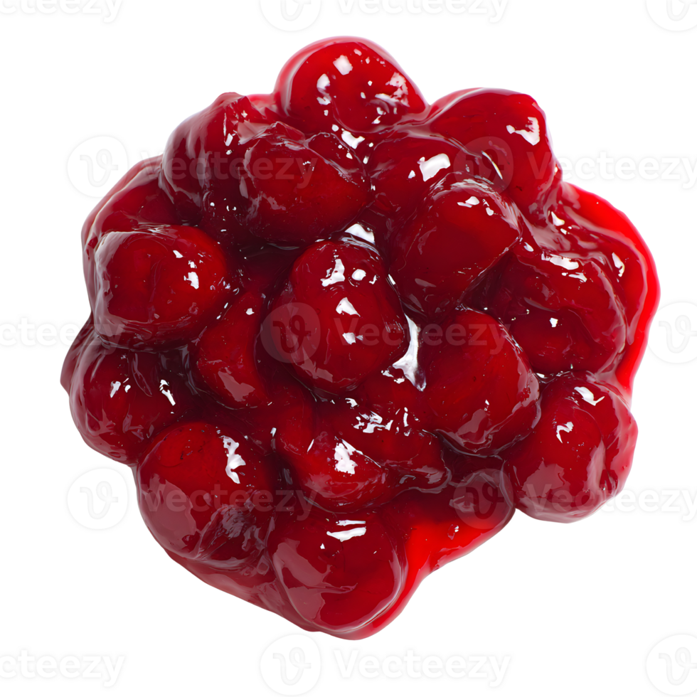 Transparent background with cherry pie filling showcasing vibrant red fruit texture png