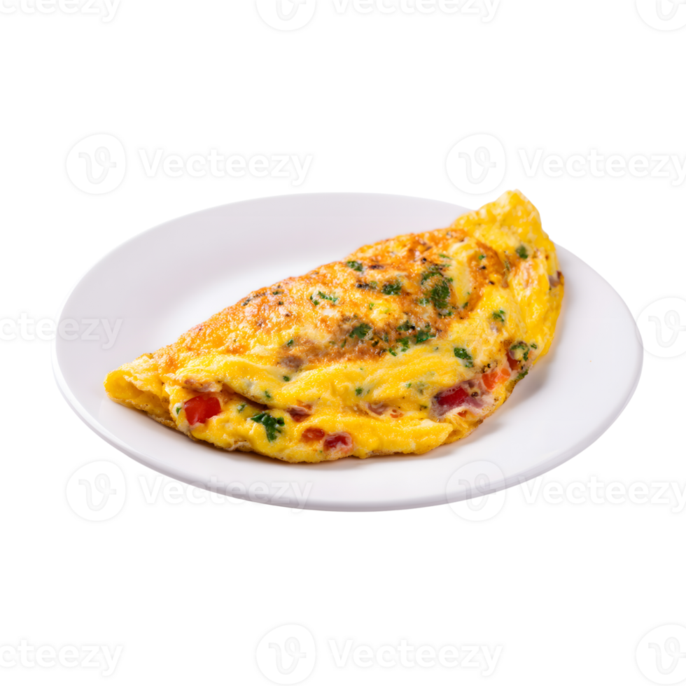 Omelette on a White Plate with a Transparent Background for Culinary Presentations png