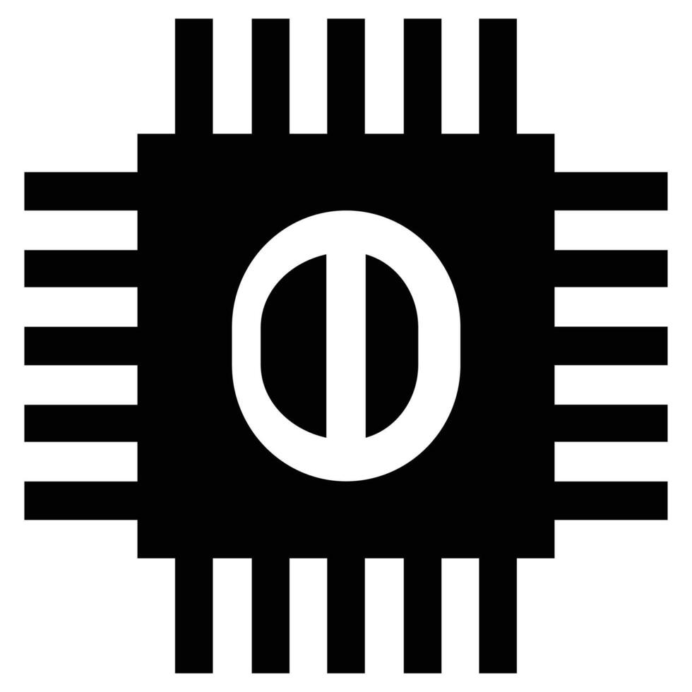 Microchip Illustration Black and White Technology Icon vector