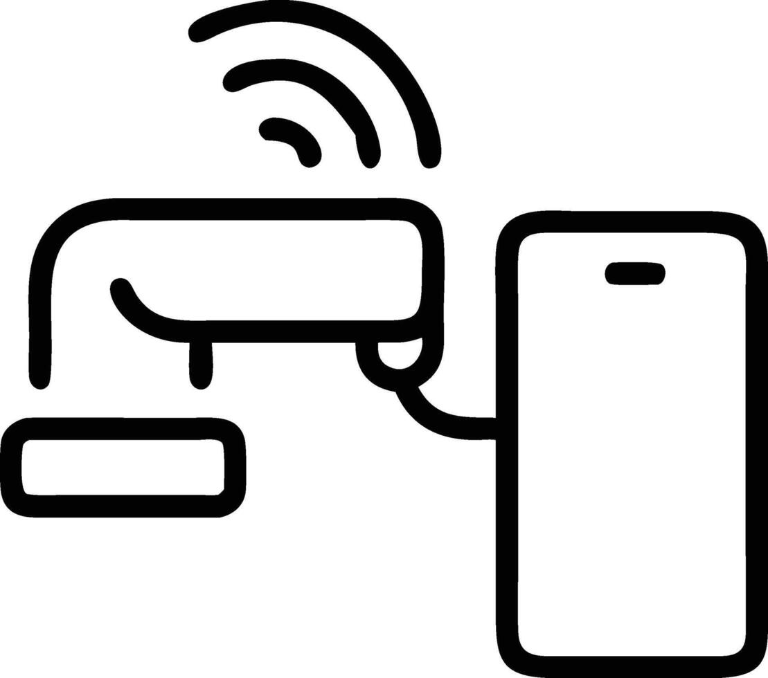 Black outline icon of contactless payment with phone vector