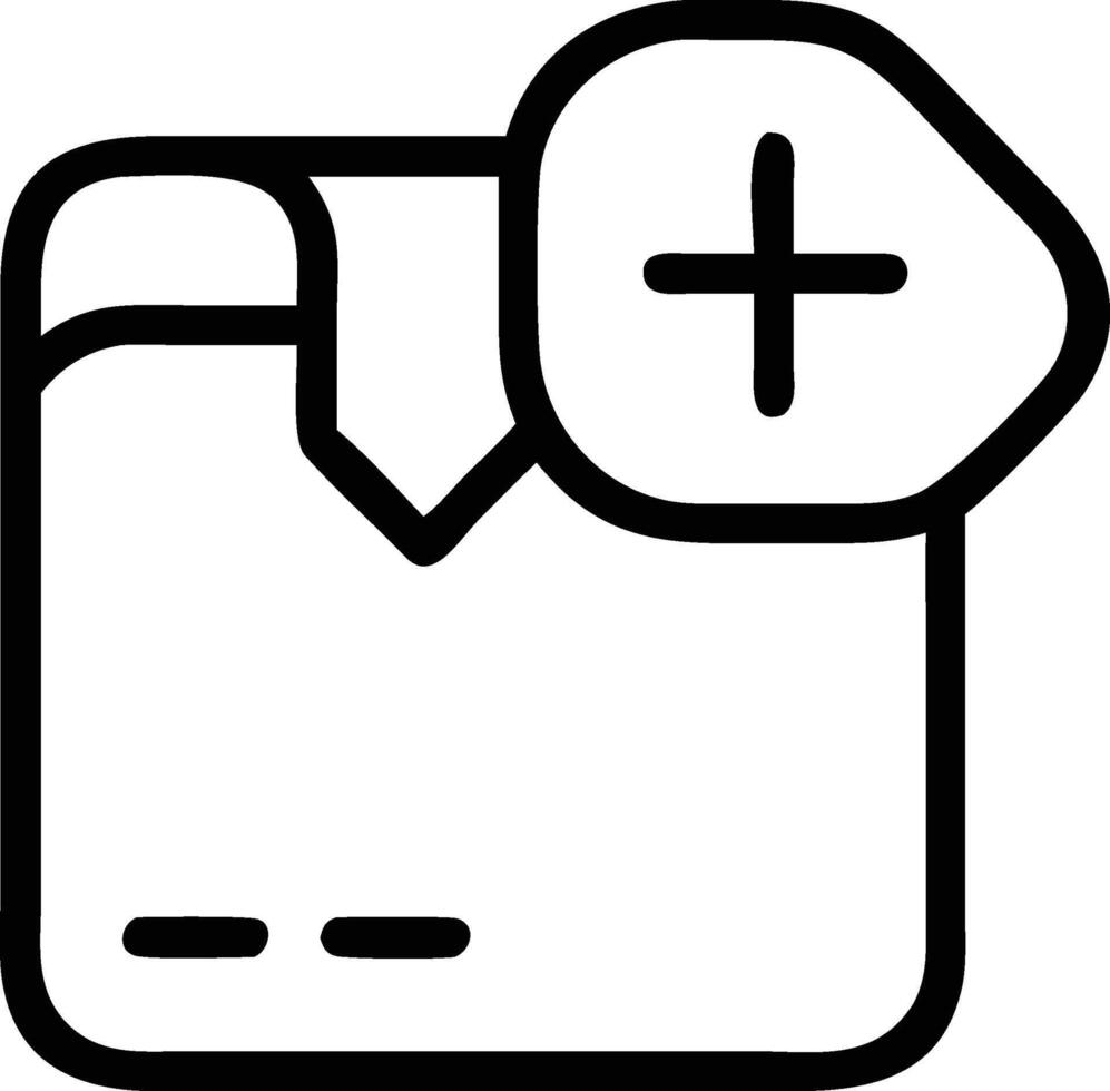 Black outline icon of a document with a plus sign vector