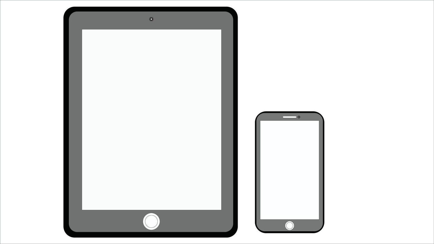 a smartphone and tablet are shown next to each other vector