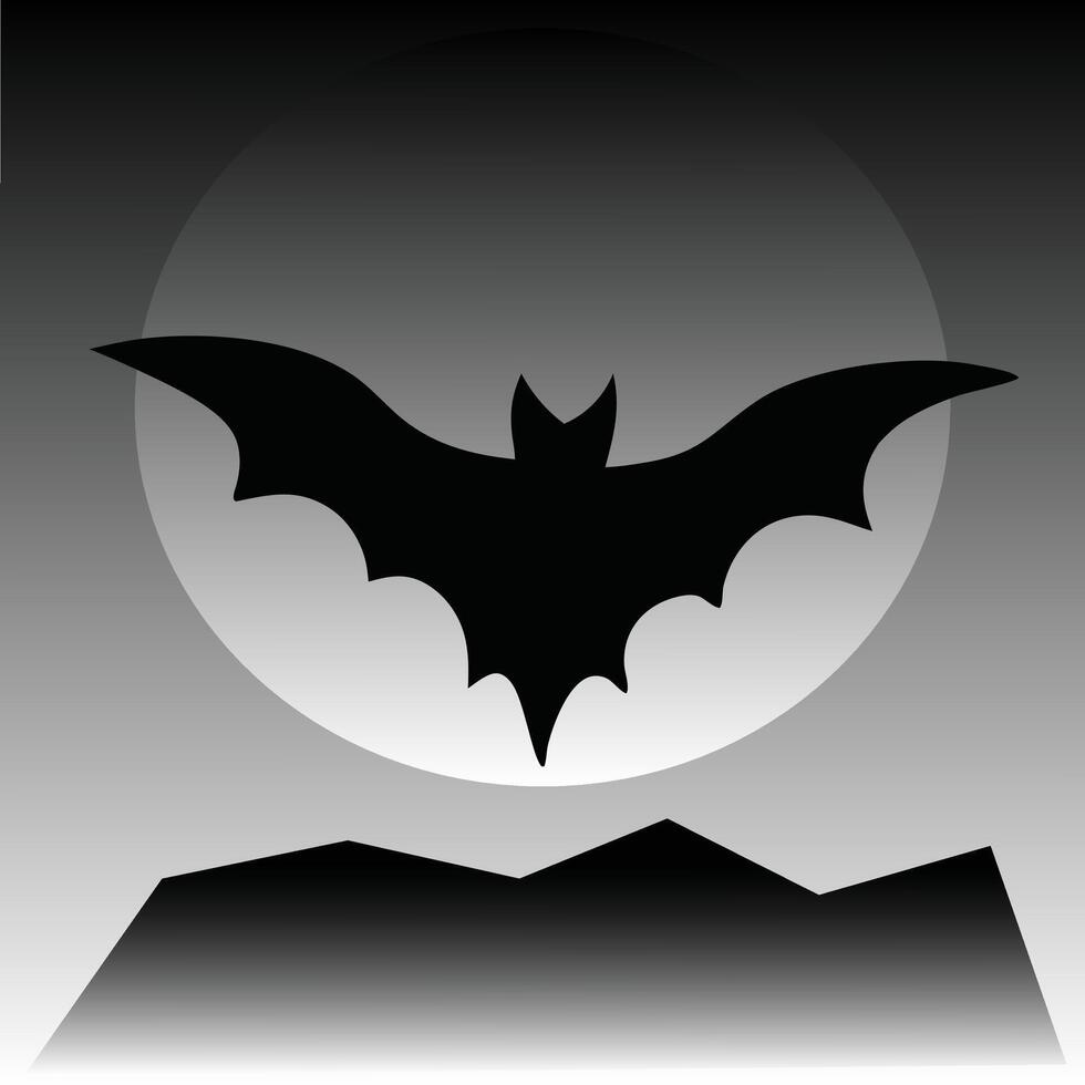 a black silhouette of a bat flying over a mountain vector