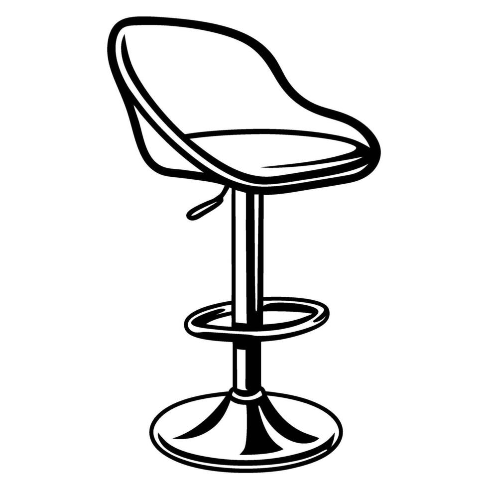 Modern adjustable bar stool with high backrest and footrest contemporary swivel seat design for kitchen or home counter vector