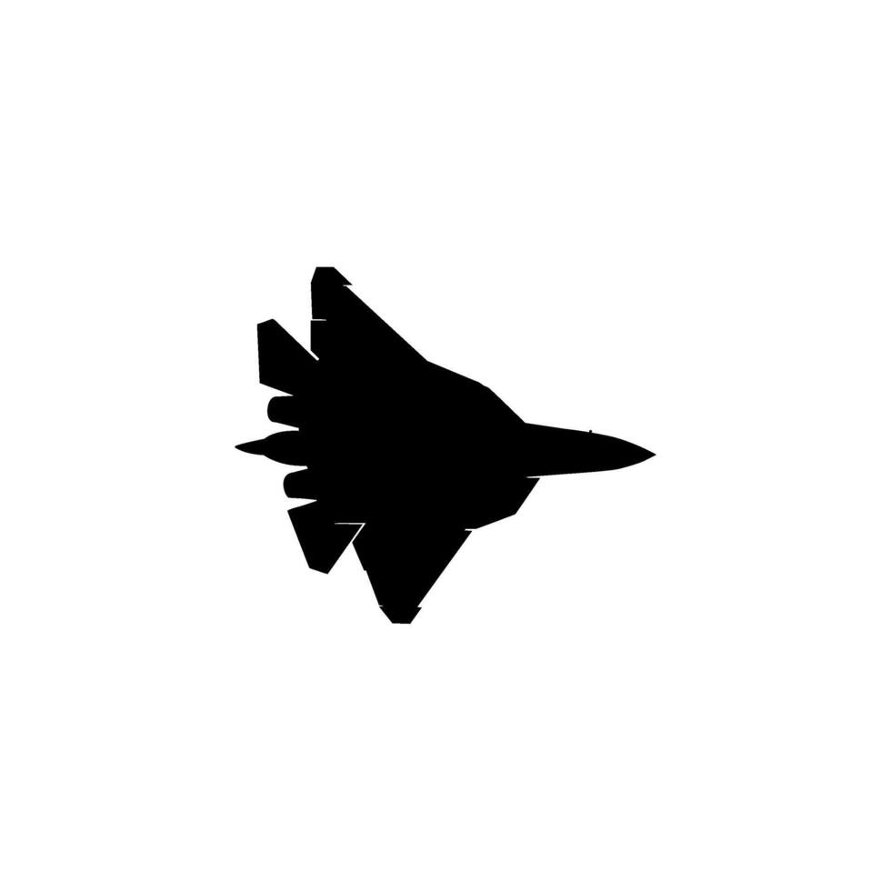 Jet Fighter Silhouette, Fighter aircraft are military aircraft designed primarily for air-to-air combat. Flat Style, Black White, Editable vector