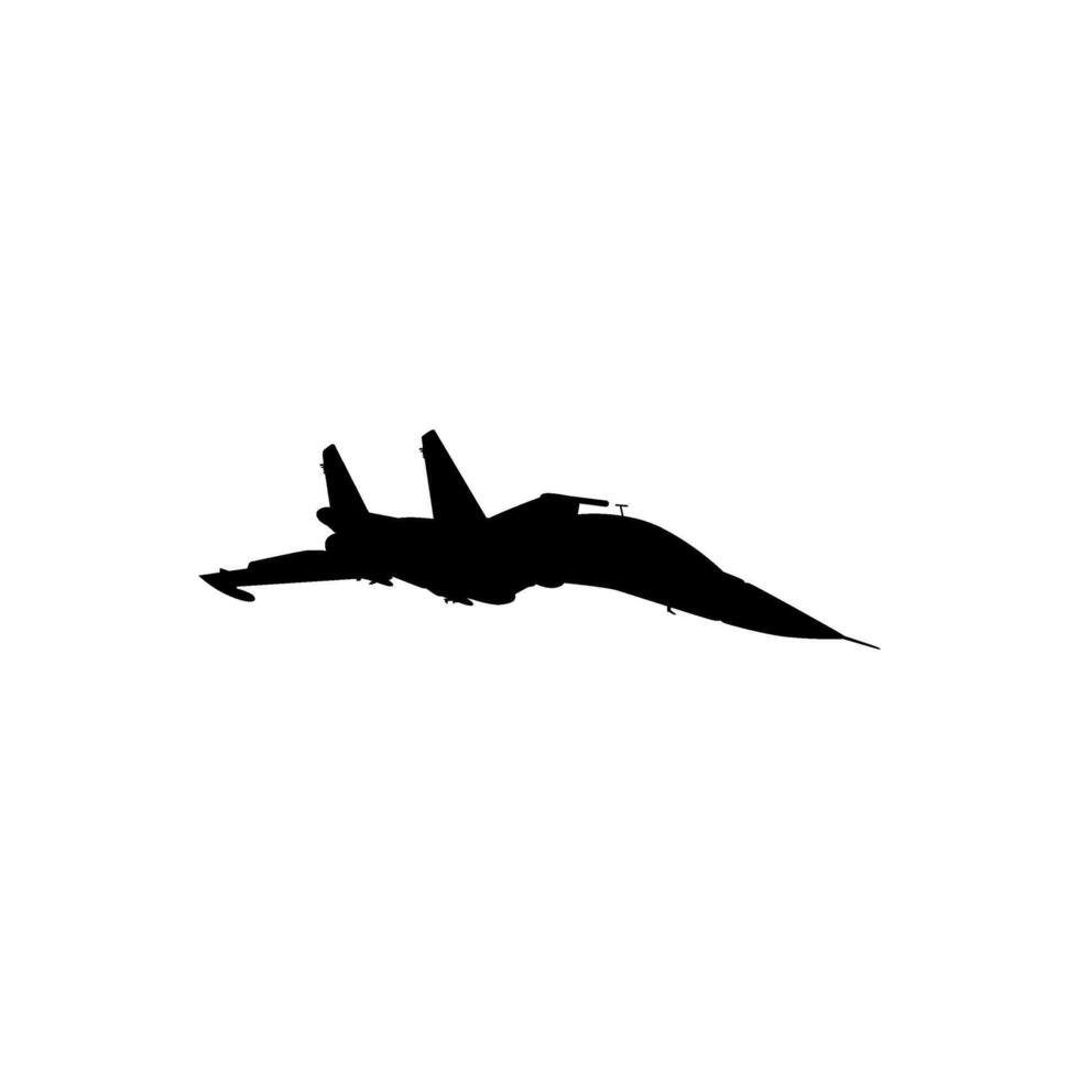 Jet Fighter Silhouette, Fighter aircraft are military aircraft designed primarily for air-to-air combat. Flat and BW Style vector