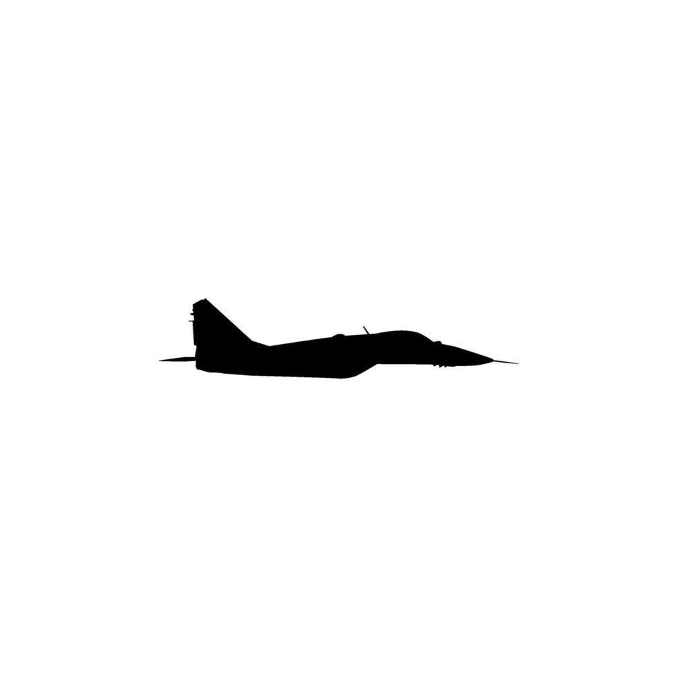 Jet Fighter Silhouette, Fighter aircraft are military aircraft designed primarily for air-to-air combat. Flat and BW Style, Editable vector