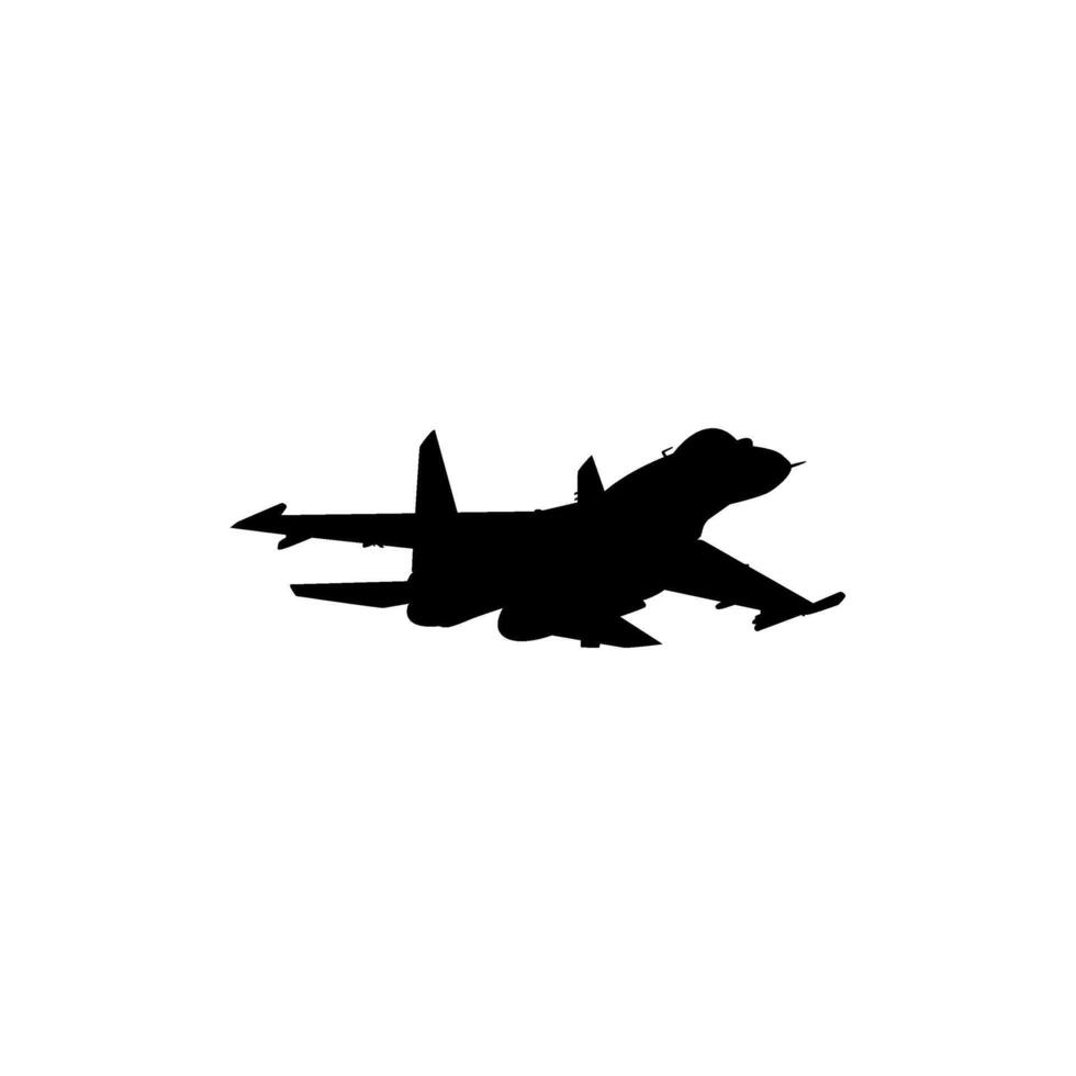 Jet Fighter Silhouette, Fighter aircraft are military aircraft designed primarily for air-to-air combat. Black White Style and Color Editable vector