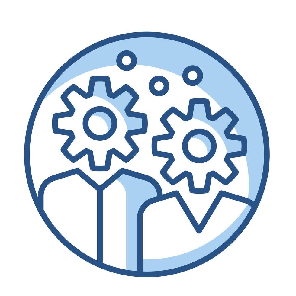 two people with gears in the background vector