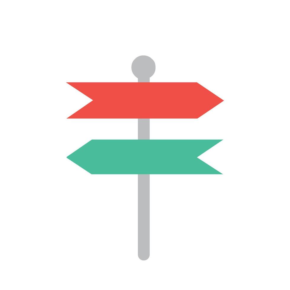 a red and green arrow pointing in different directions vector