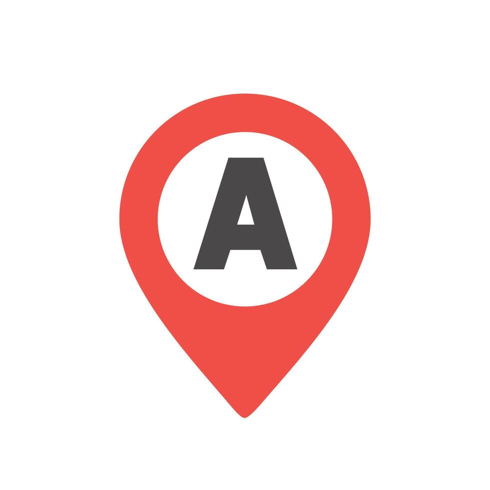 a map marker with the letter a on it vector