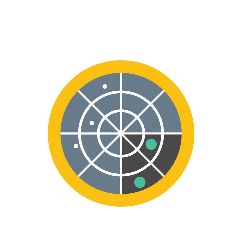a yellow and black circle with a map on it vector