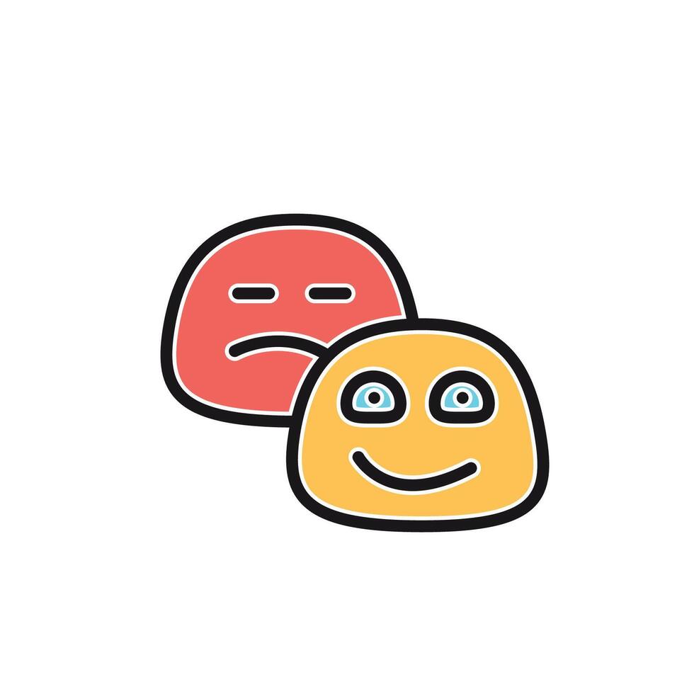two emoticions with different expressions on a white background vector