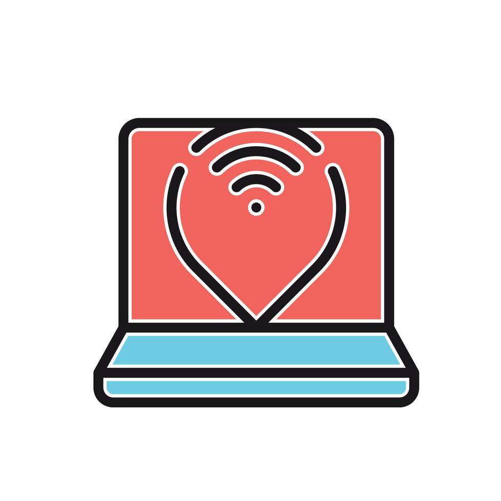a laptop with a wifi icon on it vector
