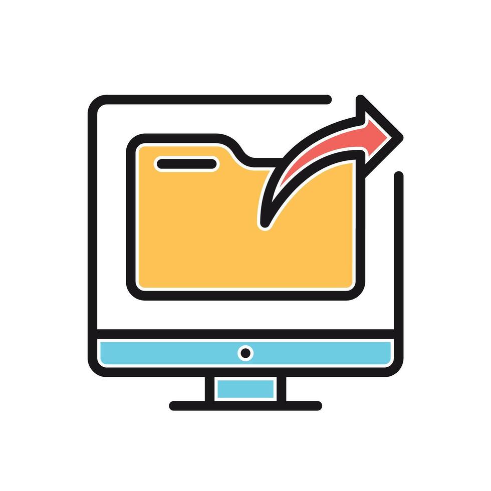 a computer monitor with a folder icon vector