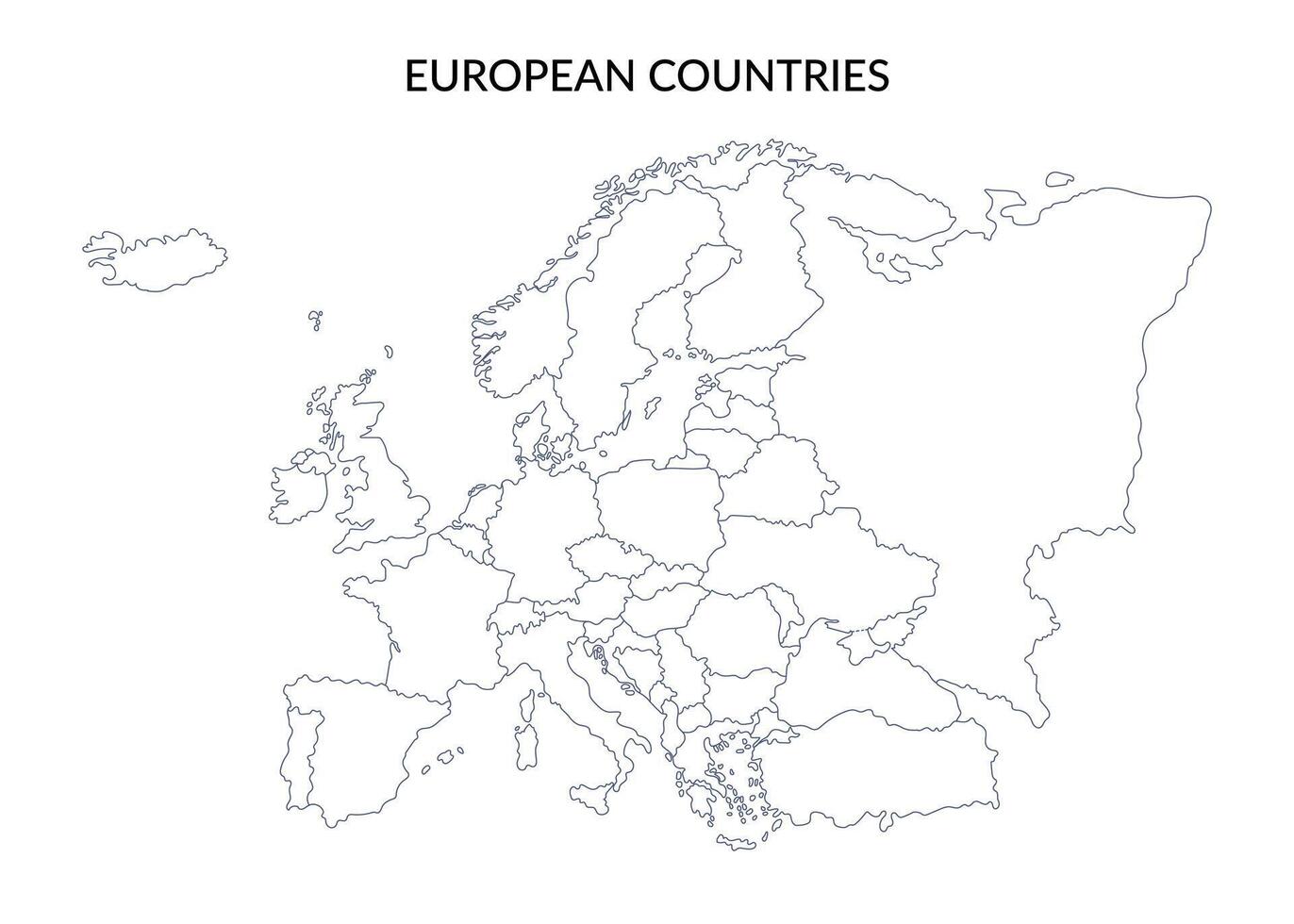 Territory of European countries in line art tyle isolated on white background. vector