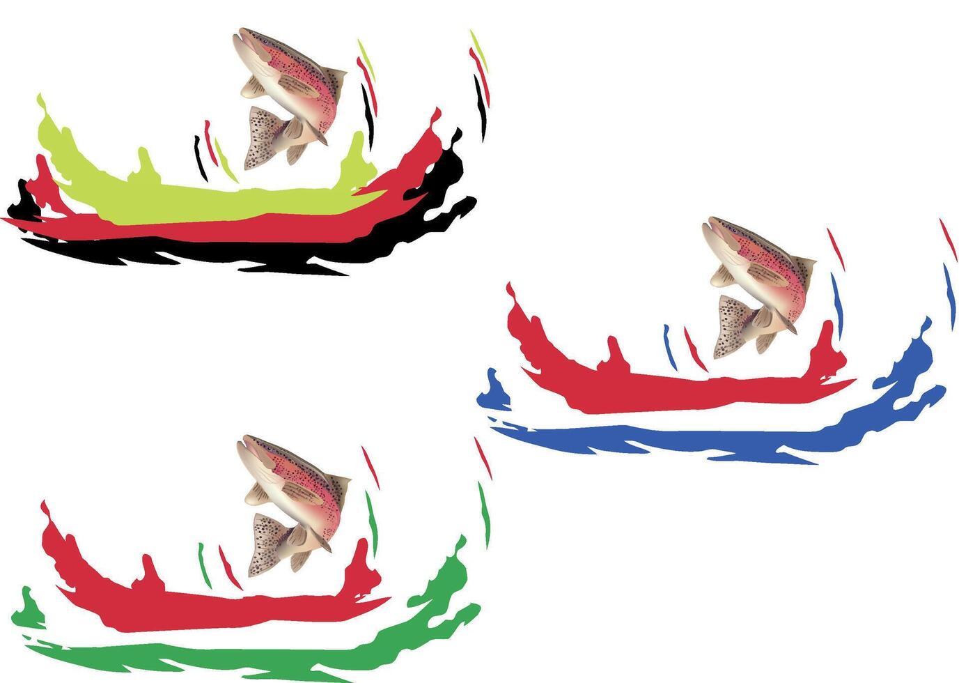Four fish swimming in the water vector