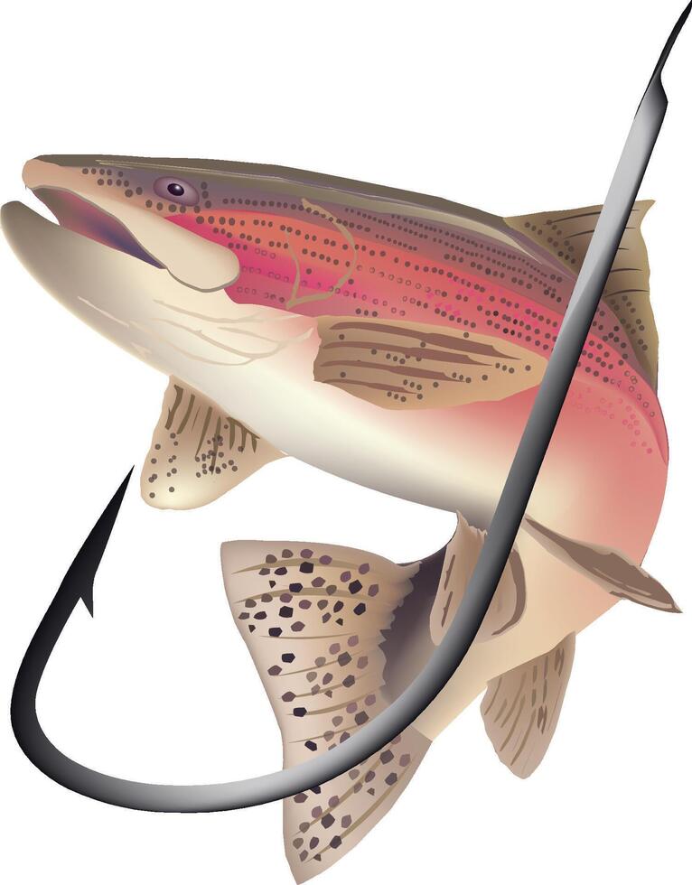 Trout fish with fishing hook illustration vector