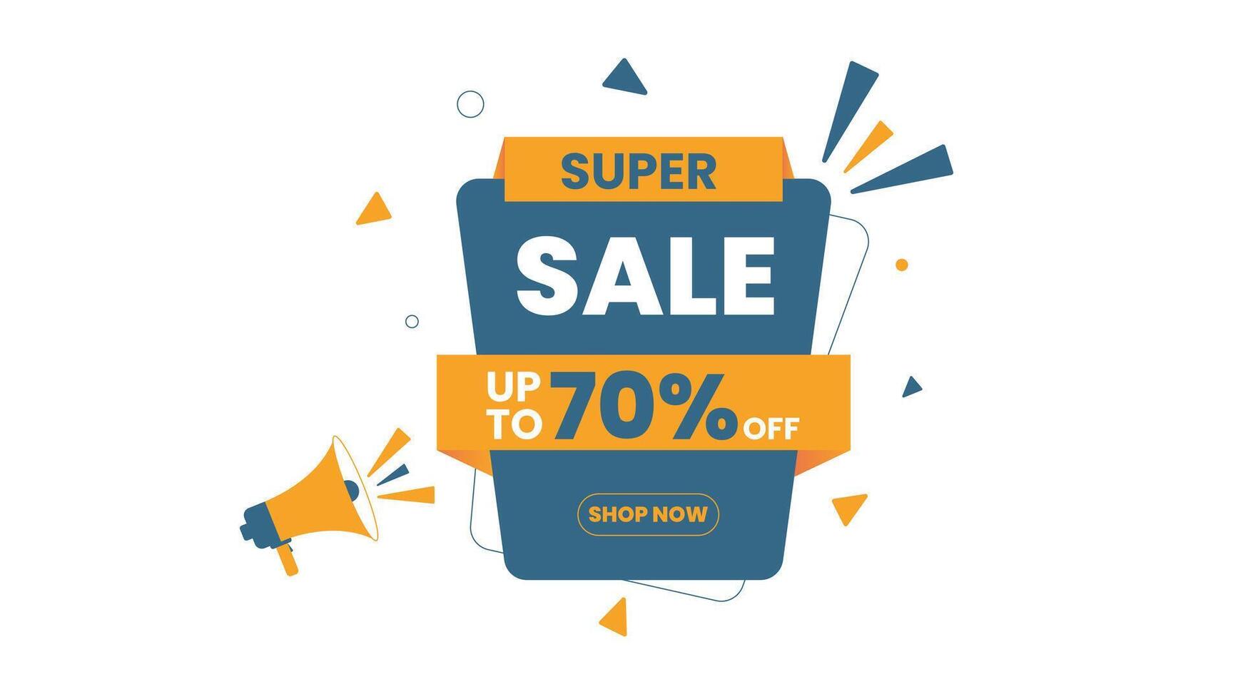 Super sale promotional background with megaphone icon bold text and clean layout ideal for discount offers ecommerce ads and limited time shopping banners vector