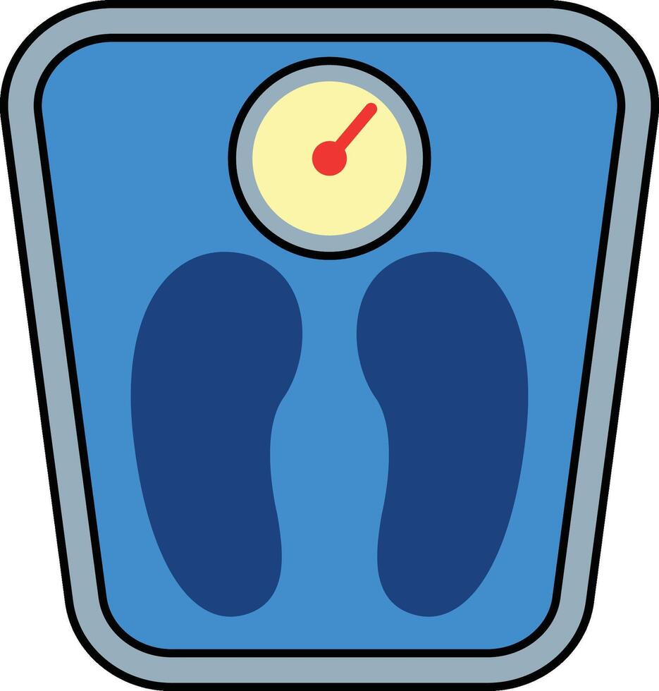 Weighing scale with foot marks and dial pointer on top illustration vector
