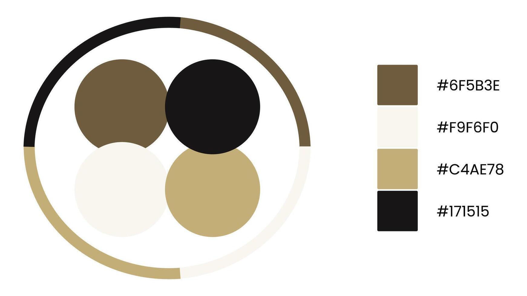 Abstract circular design with earthy color palette and hex codes. vector