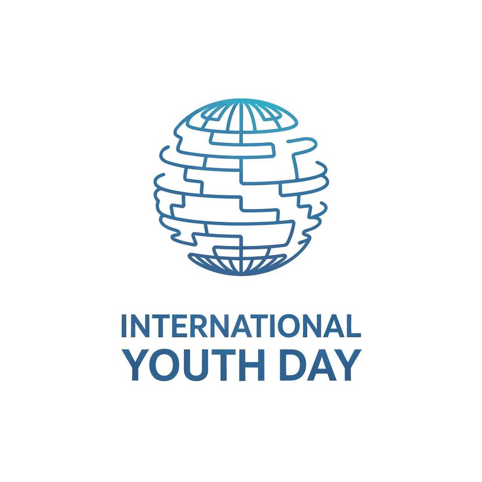 International Youth Day with Global Network Globe and Modern Design vector