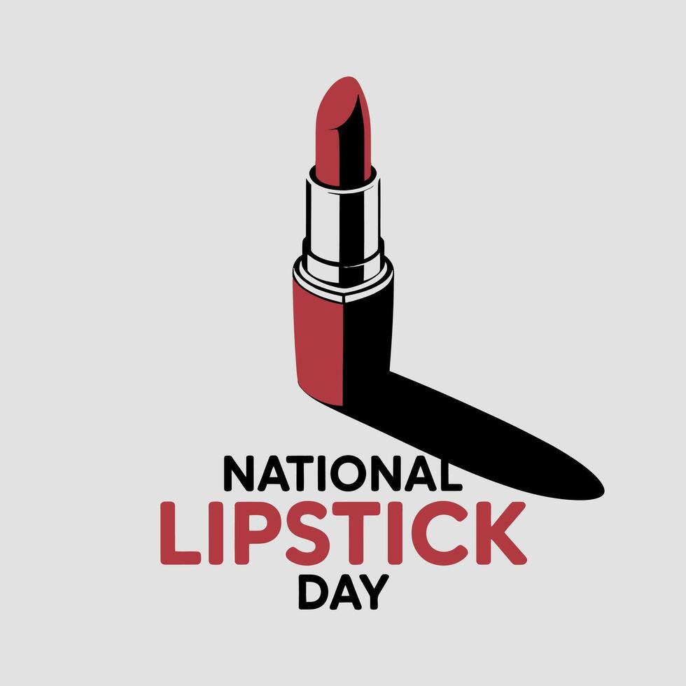 National Lipstick Day Red Lipstick Icon with Shadow Design vector