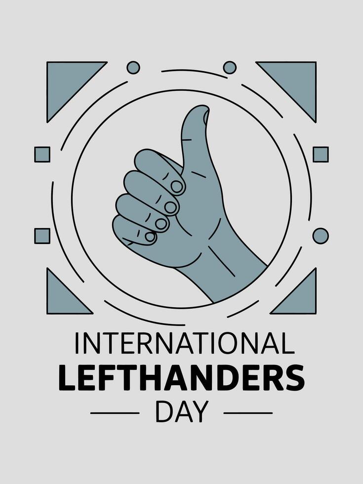 International Lefthanders Day with Raised Left Hand Icon and Retro Background vector