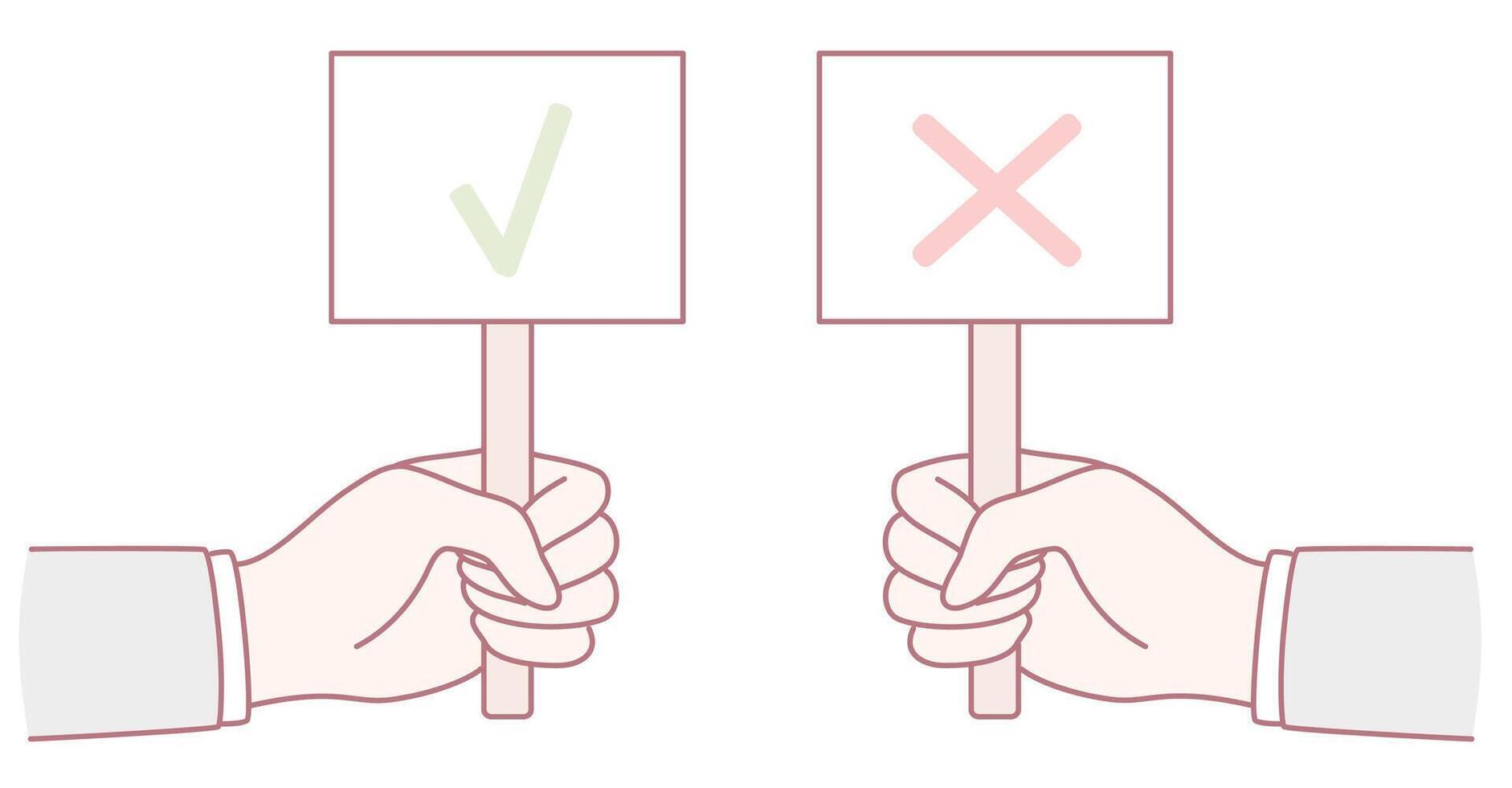 Voting Symbols Utilizing Check and Cross Signs for Effective Decision Making Processes vector
