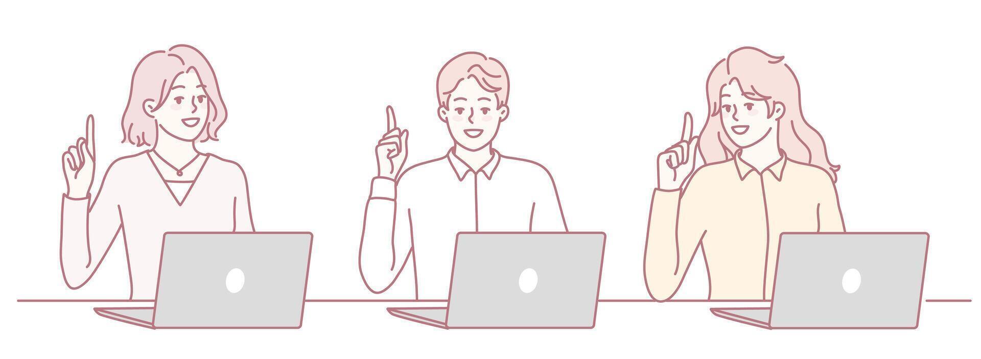 Creative Professionals Actively Engaged in Meaningful Online Collaboration Efforts vector
